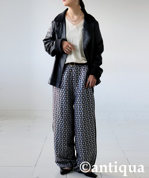 幾何学柄 切替イージーパンツ（その他パンツ）｜antiqua（アンティカ