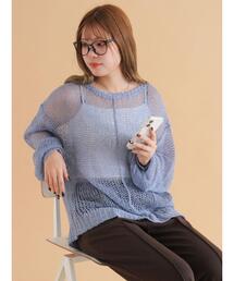 モヘアニット」に該当するブルー・ネイビー/青色系の