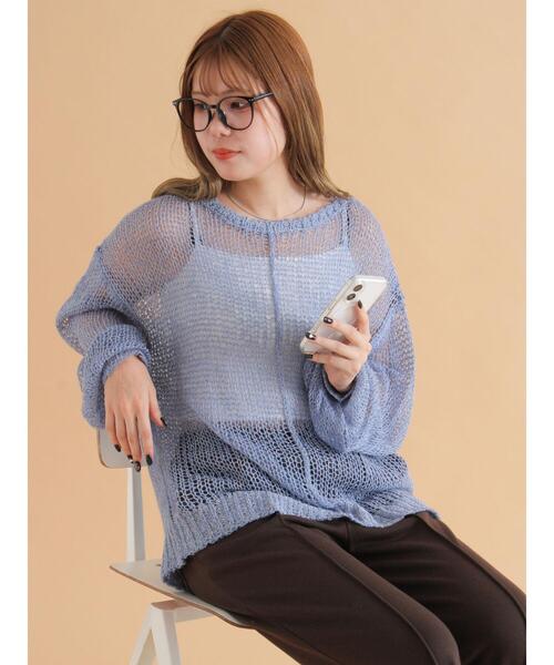 ehka sopo（エヘカソポ）の「モヘアタッチシアーニット（ニット/セーター・レディース・ピンク/モカ/キナリ/グレー/ブルー・F）」の4枚目の写真