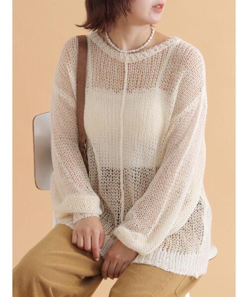 ehka sopo（エヘカソポ）の「モヘアタッチシアーニット（ニット/セーター・レディース・ピンク/モカ/キナリ/グレー/ブルー・F）」の2枚目の写真