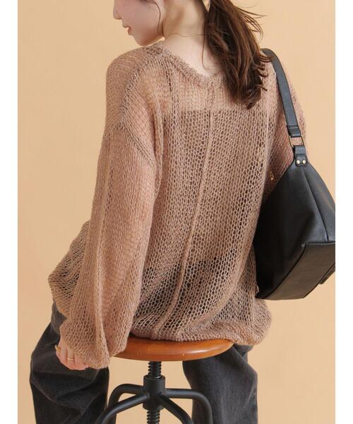 ehka sopo（エヘカソポ）の「モヘアタッチシアーニット（ニット/セーター・レディース・ピンク/モカ/キナリ/グレー/ブルー・F）」の3枚目の写真