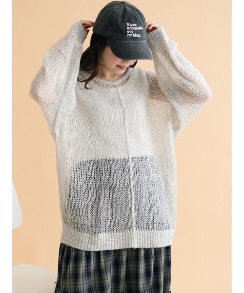 ehka sopo（エヘカソポ）の「モヘアタッチシアーニット（ニット/セーター・レディース・ピンク/モカ/キナリ/グレー/ブルー・F）」の6枚目の写真