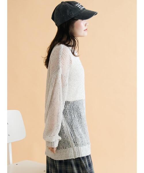 ehka sopo（エヘカソポ）の「モヘアタッチシアーニット（ニット/セーター・レディース・ピンク/モカ/キナリ/グレー/ブルー・F）」の7枚目の写真