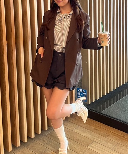 Another Branch olive des olive(アナザーブランチオリーブデオリーブ)の「2WAYボウタイブラウス(シャツ/ブラウス・レディース・オフホワイト/サックスブルー/ブラウン/チェック・FREE)」の15枚目の写真