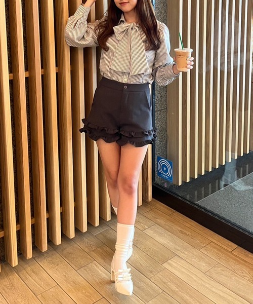 Another Branch olive des olive(アナザーブランチオリーブデオリーブ)の「2WAYボウタイブラウス(シャツ/ブラウス・レディース・オフホワイト/サックスブルー/ブラウン/チェック・FREE)」の12枚目の写真