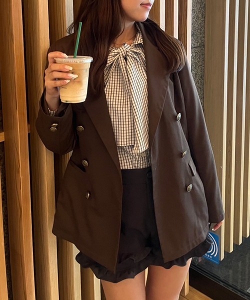 Another Branch olive des olive(アナザーブランチオリーブデオリーブ)の「2WAYボウタイブラウス(シャツ/ブラウス・レディース・オフホワイト/サックスブルー/ブラウン/チェック・FREE)」の16枚目の写真