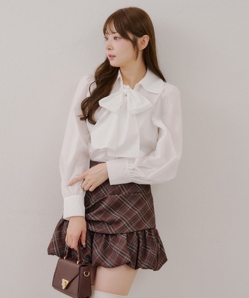 Another Branch olive des olive(アナザーブランチオリーブデオリーブ)の「2WAYボウタイブラウス(シャツ/ブラウス・レディース・オフホワイト/サックスブルー/ブラウン/チェック・FREE)」の19枚目の写真