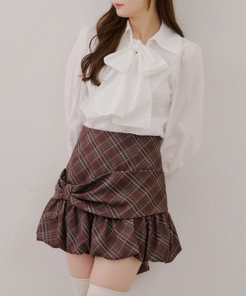 Another Branch olive des olive(アナザーブランチオリーブデオリーブ)の「2WAYボウタイブラウス(シャツ/ブラウス・レディース・オフホワイト/サックスブルー/ブラウン/チェック・FREE)」の18枚目の写真