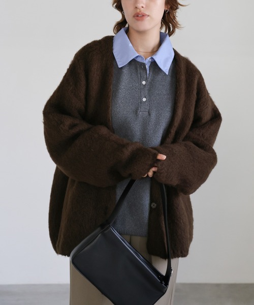 select MOCA(セレクトモカ)の「アソートオーバーサイズニットカーディガン(カーディガン/ボレロ・レディース・スミクロ/ブラウン/グレー・FREE)」の9枚目の写真