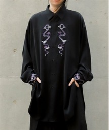 蛇×蓮刺繍ロングシャツ