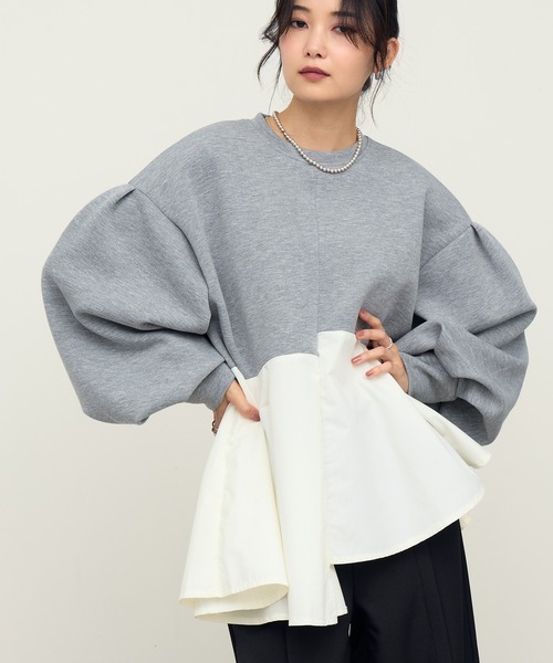 NOGLE（ノグル）の「【NOGLE/ノグル】フリルドッキングトップス（その他トップス・レディース・ブラック/グレー・FREE）」の2枚目の写真