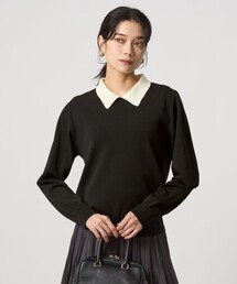 green label relaxing | 襟付き ロングスリーブ プルオーバー ニット ウォッシャブル(ニット/セーター)