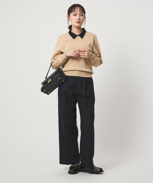 green label relaxing(グリーンレーベルリラクシング)の「襟付き ロングスリーブ プルオーバー ニット ウォッシャブル(ニット/セーター・レディース・ブラック/ダークブラウン・FREE)」の12枚目の写真