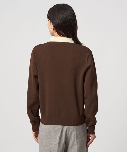 green label relaxing(グリーンレーベルリラクシング)の「襟付き ロングスリーブ プルオーバー ニット ウォッシャブル(ニット/セーター・レディース・ブラック/ダークブラウン・FREE)」の15枚目の写真