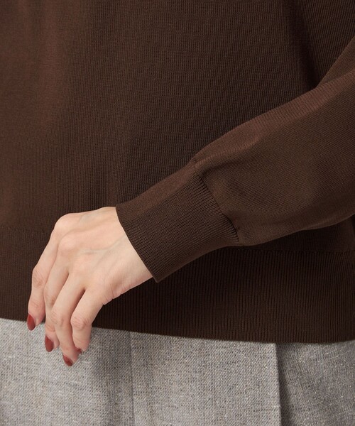 green label relaxing(グリーンレーベルリラクシング)の「襟付き ロングスリーブ プルオーバー ニット ウォッシャブル(ニット/セーター・レディース・ブラック/ダークブラウン・FREE)」の17枚目の写真