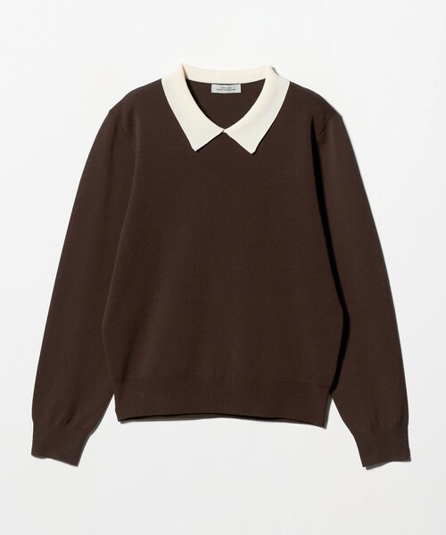 green label relaxing(グリーンレーベルリラクシング)の「襟付き ロングスリーブ プルオーバー ニット ウォッシャブル(ニット/セーター・レディース・ブラック/ダークブラウン・FREE)」の22枚目の写真