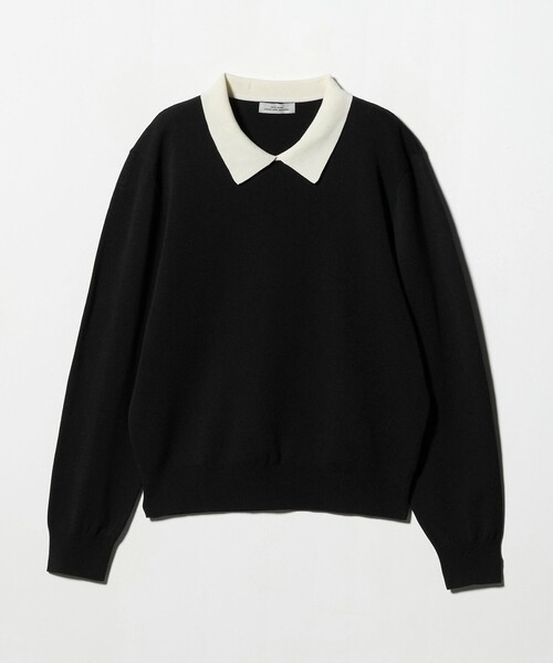 襟付き ロングスリーブ プルオーバー ニット ウォッシャブル（ニット