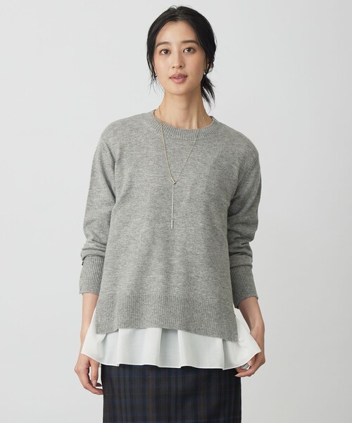 J.PRESS(ジェイプレス)の「CASHMERE BLEND クルーネック ニット(ニット/セーター・レディース・レッド系/ブルー系/ライトグレー系/ライトグリーン系/ふじ色系/ベージュ系・T15/T13)」の1枚目の写真