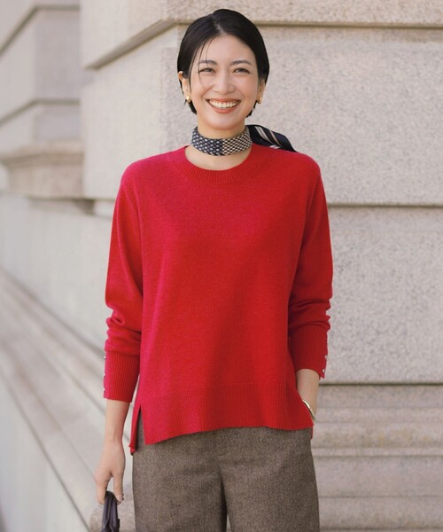 J.PRESS(ジェイプレス)の「CASHMERE BLEND クルーネック ニット(ニット/セーター・レディース・レッド系/ブルー系/ライトグレー系/ライトグリーン系/ふじ色系/ベージュ系・T15/T13)」の6枚目の写真