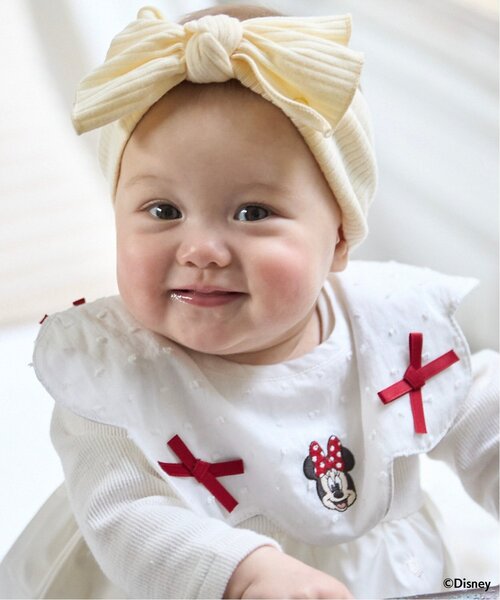 petit main（プティマイン）の「【Disney】スカラップリボンスタイ（スタイ/よだれかけ・キッズ・ピンク/ラベンダー/アイボリー・F）」の2枚目の写真