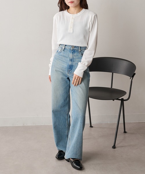 HANES(ヘインズ)の「【Hanes】ヘンリーネックロングスリーブ HM4-S104(Tシャツ/カットソー・レディース・グレー/ブラック/ホワイト・M/L)」の9枚目の写真