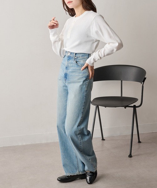 HANES(ヘインズ)の「【Hanes】ヘンリーネックロングスリーブ HM4-S104(Tシャツ/カットソー・レディース・グレー/ブラック/ホワイト・M/L)」の8枚目の写真
