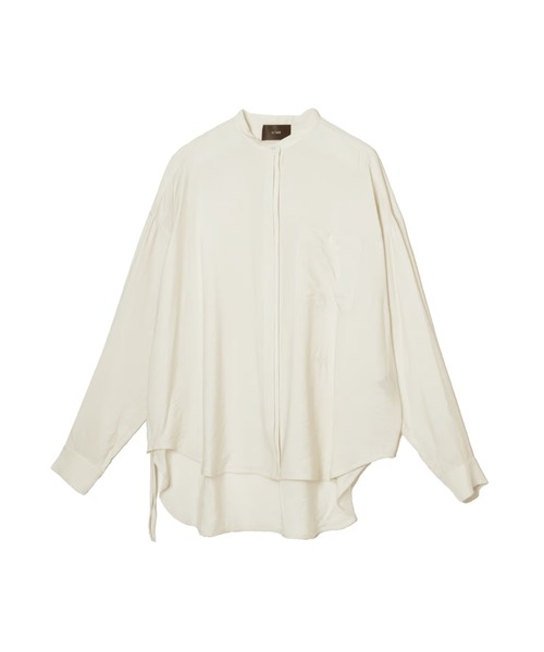 c/est（シーエ）の「c/est/シーエ NELLY ネリースタンドカラーシャツブラウス（シャツ/ブラウス・レディース・ブラック/オフホワイト/ブルー・FREE）」の4枚目の写真