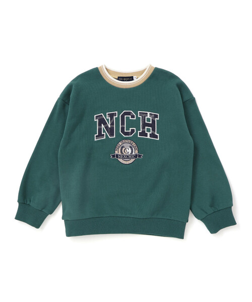 セール】素材色々ロゴパッチ裏毛トレーナー(110~150cm)（スウェット