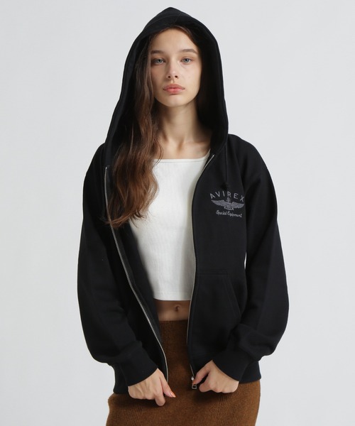 AVIREX（アヴィレックス）の「《取扱店限定アイテム》LEOPARD VARSITY LOGO PARKA（パーカー・レディース・オートミール/ブラック・S/M）」の21枚目の写真