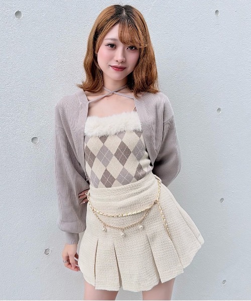 NOMAE(ノーマエ)の「ボレロセットファーアーガイルトップス(ニット/セーター・レディース・ブルー系その他/アイボリー系/グレー系その他・FREE)」の3枚目の写真