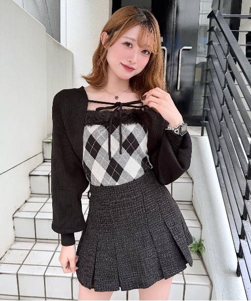 NOMAE(ノーマエ)の「ボレロセットファーアーガイルトップス(ニット/セーター・レディース・ブルー系その他/アイボリー系/グレー系その他・FREE)」の2枚目の写真