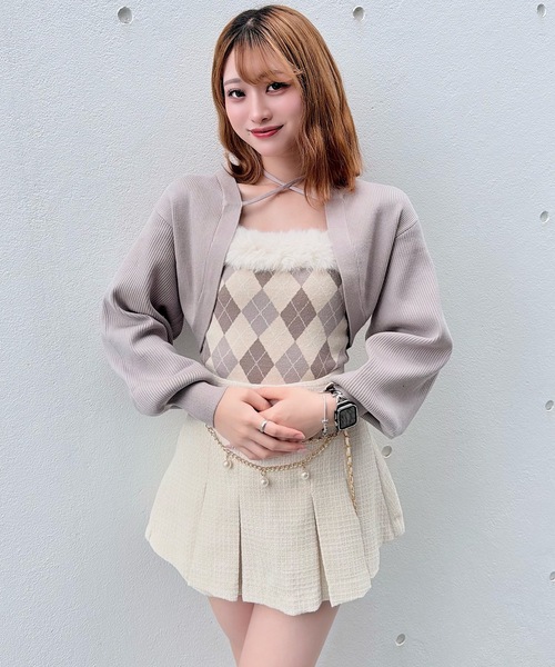 NOMAE(ノーマエ)の「ボレロセットファーアーガイルトップス(ニット/セーター・レディース・ブルー系その他/アイボリー系/グレー系その他・FREE)」の8枚目の写真