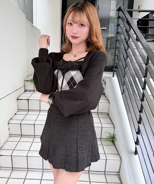 NOMAE(ノーマエ)の「ボレロセットファーアーガイルトップス(ニット/セーター・レディース・ブルー系その他/アイボリー系/グレー系その他・FREE)」の4枚目の写真