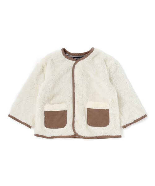 BeBe（ベベ）の「ボア裏ボーダーノーカラーコート(90~100cm)（その他ベビーウェア・キッズ・オフホワイト/グレー・90cm/100cm）」の7枚目の写真