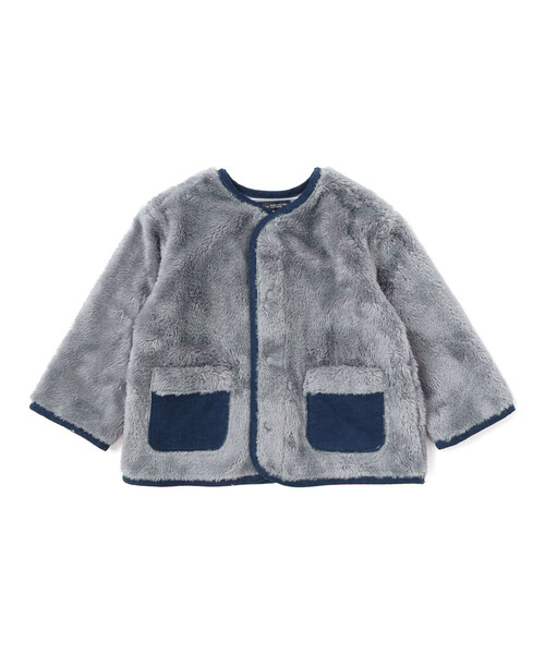 BeBe（ベベ）の「ボア裏ボーダーノーカラーコート(90~100cm)（その他ベビーウェア・キッズ・オフホワイト/グレー・90cm/100cm）」の11枚目の写真