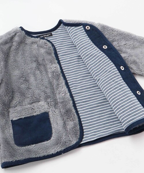 BeBe（ベベ）の「ボア裏ボーダーノーカラーコート(90~100cm)（その他ベビーウェア・キッズ・オフホワイト/グレー・90cm/100cm）」の18枚目の写真