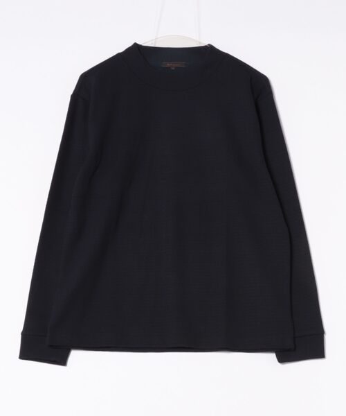 m.f.editorial（エムエフエディトリアル）の「【ロンT インナー】m.f.エディトリアル メンズ ウェーブジャガード モックネック長袖Tシャツ（Tシャツ/カットソー・メンズ・ボルドー/ネイビー・MEDIUM/LARGE/X-LARGE）」の4枚目の写真