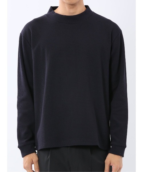 m.f.editorial（エムエフエディトリアル）の「【ロンT インナー】m.f.エディトリアル メンズ ウェーブジャガード モックネック長袖Tシャツ（Tシャツ/カットソー・メンズ・ボルドー/ネイビー・MEDIUM/LARGE/X-LARGE）」の5枚目の写真