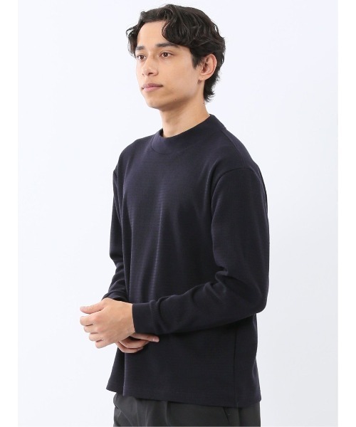 m.f.editorial（エムエフエディトリアル）の「【ロンT インナー】m.f.エディトリアル メンズ ウェーブジャガード モックネック長袖Tシャツ（Tシャツ/カットソー・メンズ・ボルドー/ネイビー・MEDIUM/LARGE/X-LARGE）」の11枚目の写真