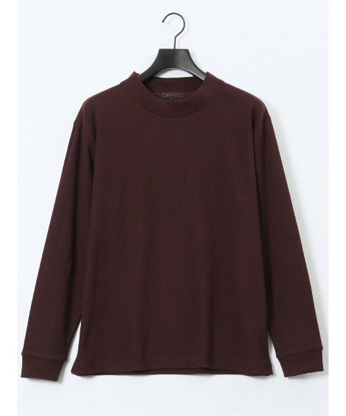 m.f.editorial（エムエフエディトリアル）の「【ロンT インナー】m.f.エディトリアル メンズ ウェーブジャガード モックネック長袖Tシャツ（Tシャツ/カットソー・メンズ・ボルドー/ネイビー・MEDIUM/LARGE/X-LARGE）」の3枚目の写真