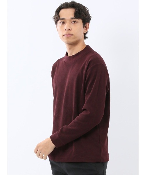 m.f.editorial（エムエフエディトリアル）の「【ロンT インナー】m.f.エディトリアル メンズ ウェーブジャガード モックネック長袖Tシャツ（Tシャツ/カットソー・メンズ・ボルドー/ネイビー・MEDIUM/LARGE/X-LARGE）」の4枚目の写真