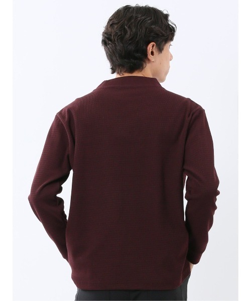 m.f.editorial（エムエフエディトリアル）の「【ロンT インナー】m.f.エディトリアル メンズ ウェーブジャガード モックネック長袖Tシャツ（Tシャツ/カットソー・メンズ・ボルドー/ネイビー・MEDIUM/LARGE/X-LARGE）」の5枚目の写真