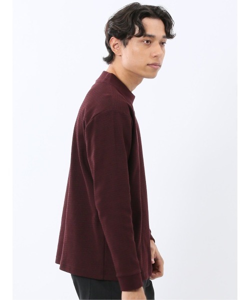 m.f.editorial（エムエフエディトリアル）の「【ロンT インナー】m.f.エディトリアル メンズ ウェーブジャガード モックネック長袖Tシャツ（Tシャツ/カットソー・メンズ・ボルドー/ネイビー・MEDIUM/LARGE/X-LARGE）」の6枚目の写真