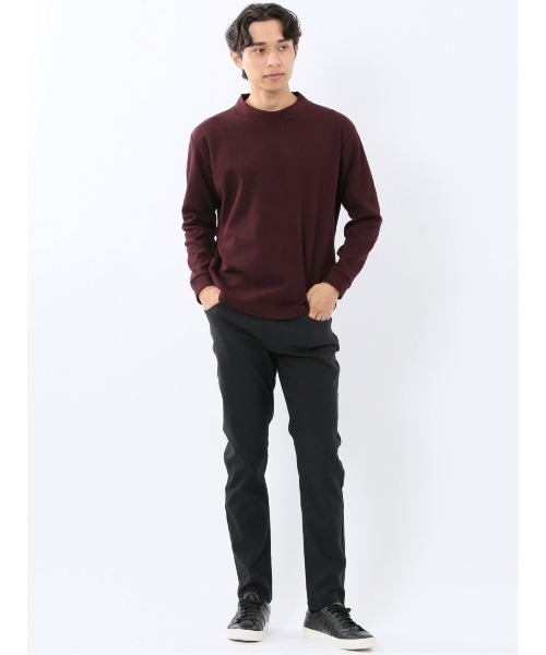 m.f.editorial（エムエフエディトリアル）の「【ロンT インナー】m.f.エディトリアル メンズ ウェーブジャガード モックネック長袖Tシャツ（Tシャツ/カットソー・メンズ・ボルドー/ネイビー・MEDIUM/LARGE/X-LARGE）」の8枚目の写真