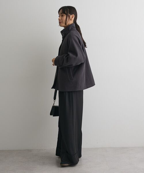CRAFT STANDARD BOUTIQUE(クラフトスタンダードブティック)の「スタンドカラーメルトンショートコート◆(その他アウター・レディース・チャコールグレー/ブラウン・FREE)」の9枚目の写真