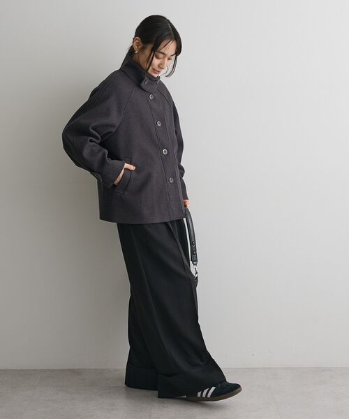 CRAFT STANDARD BOUTIQUE(クラフトスタンダードブティック)の「スタンドカラーメルトンショートコート◆(その他アウター・レディース・チャコールグレー/ブラウン・FREE)」の11枚目の写真