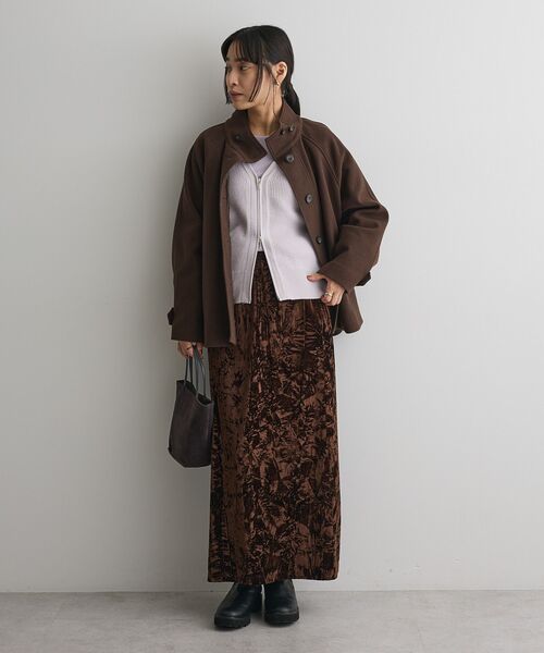 CRAFT STANDARD BOUTIQUE(クラフトスタンダードブティック)の「スタンドカラーメルトンショートコート◆(その他アウター・レディース・チャコールグレー/ブラウン・FREE)」の18枚目の写真