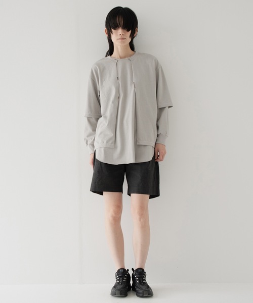 RYU(リュー)の「paper-like cotton one-tuck shorts(その他パンツ・メンズ・ブラック/グレイッシュベージュ・2/4)」の17枚目の写真