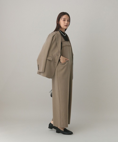 GLOBAL WORK（グローバルワーク）の「MATINEE LINE/ウールライク/サロペット/601544（サロペット/オーバーオール・レディース・ベージュ/ブラウン系9/ブラック・MEDIUM/LARGE）」の9枚目の写真