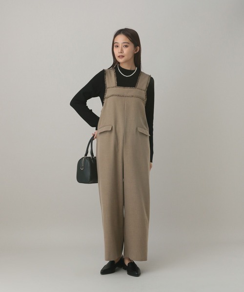 GLOBAL WORK（グローバルワーク）の「MATINEE LINE/ウールライク/サロペット/601544（サロペット/オーバーオール・レディース・ベージュ/ブラウン系9/ブラック・MEDIUM/LARGE）」の10枚目の写真